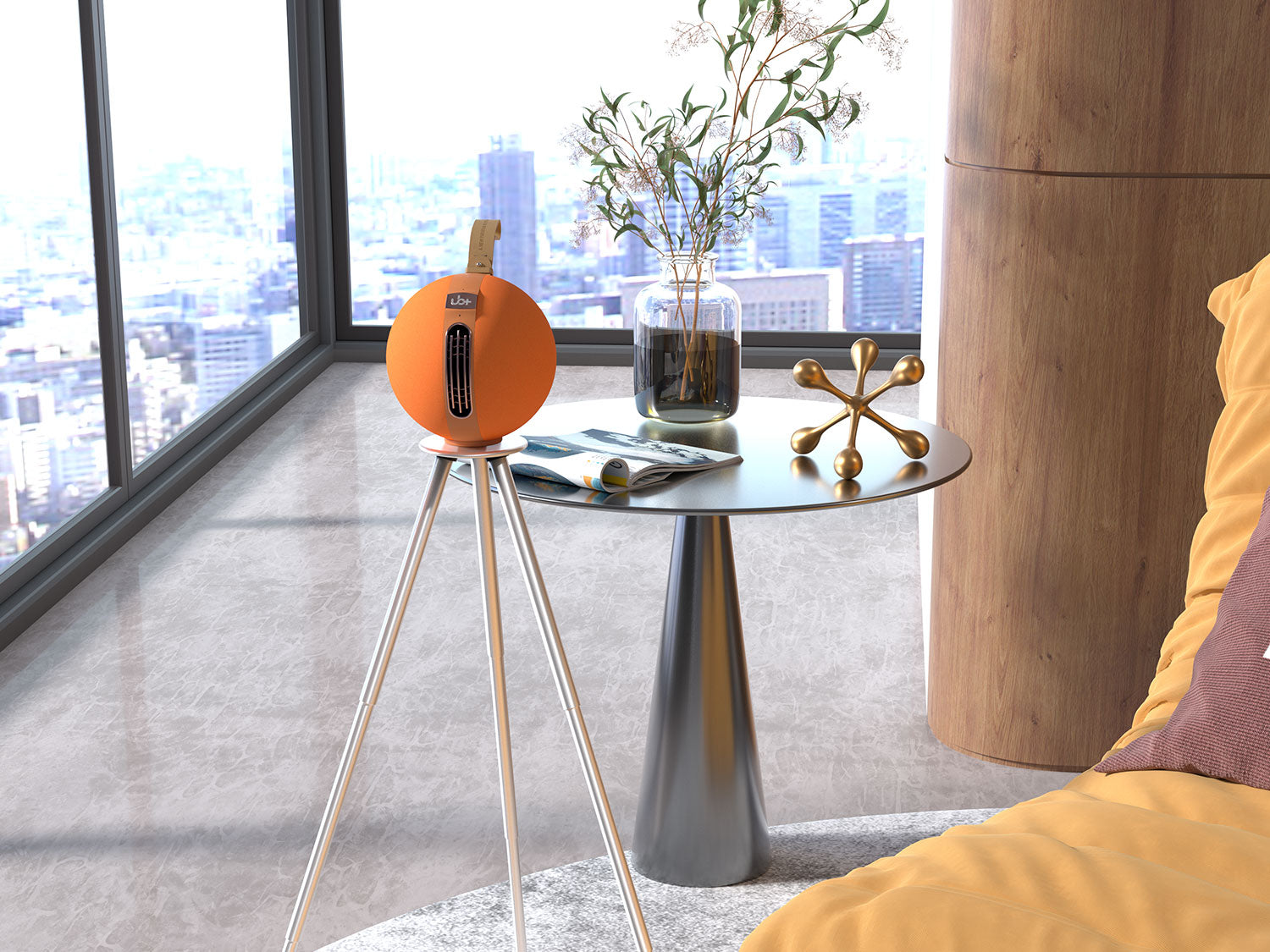 UB+ S1 Circle AudioBall compact portable bluetooth speaker on a tripod stand
