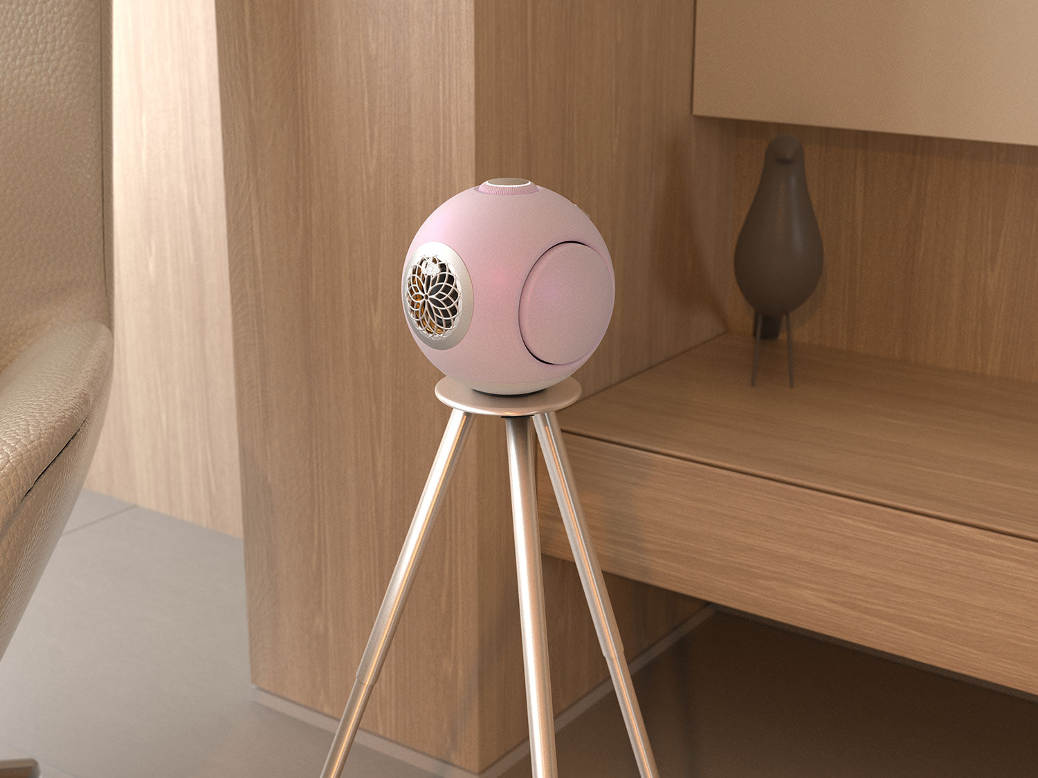 UB+ DBMini round portable bluetooth speaker on a Tall Tripod Stand