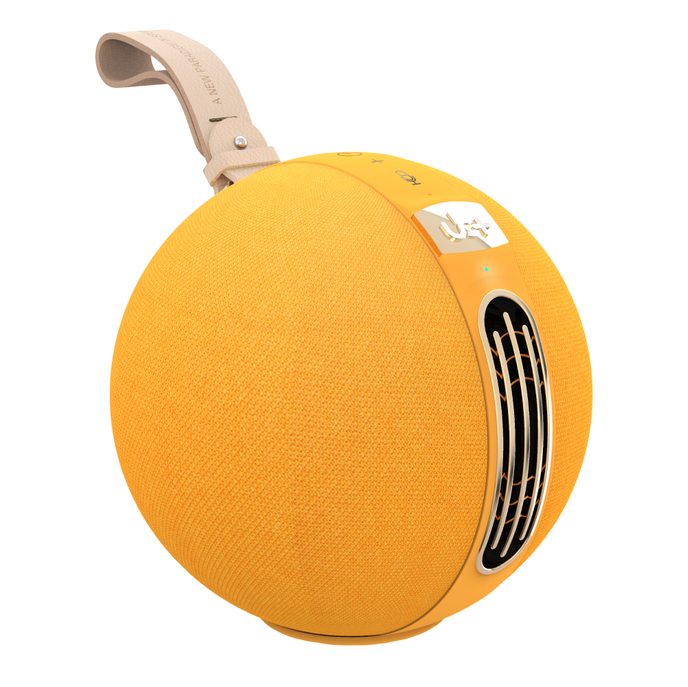 S1 CIRCLE Yellow Bluetooth circle speaker in a white background