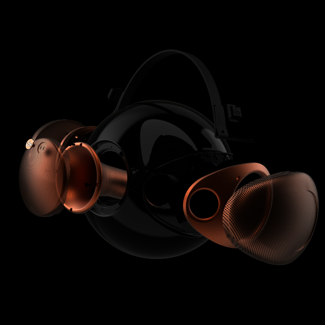 UB+ S2+ ALPHORN Black Bluetooth speaker showing the design of its internal structure
