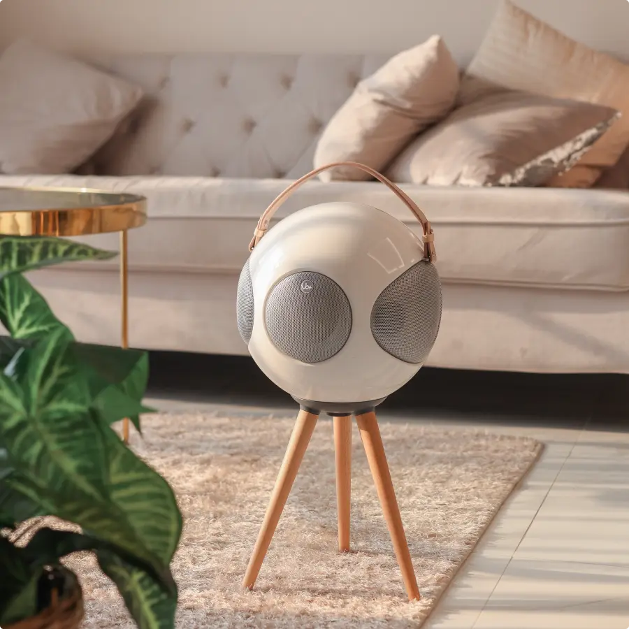 UB+ S2 Alphorn round portable bluetooth speaker on a tripod