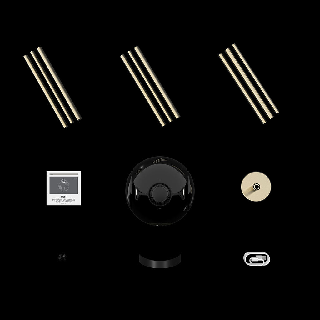 UB+ DB1 Doublebass round portable bluetooth speaker unpacking items