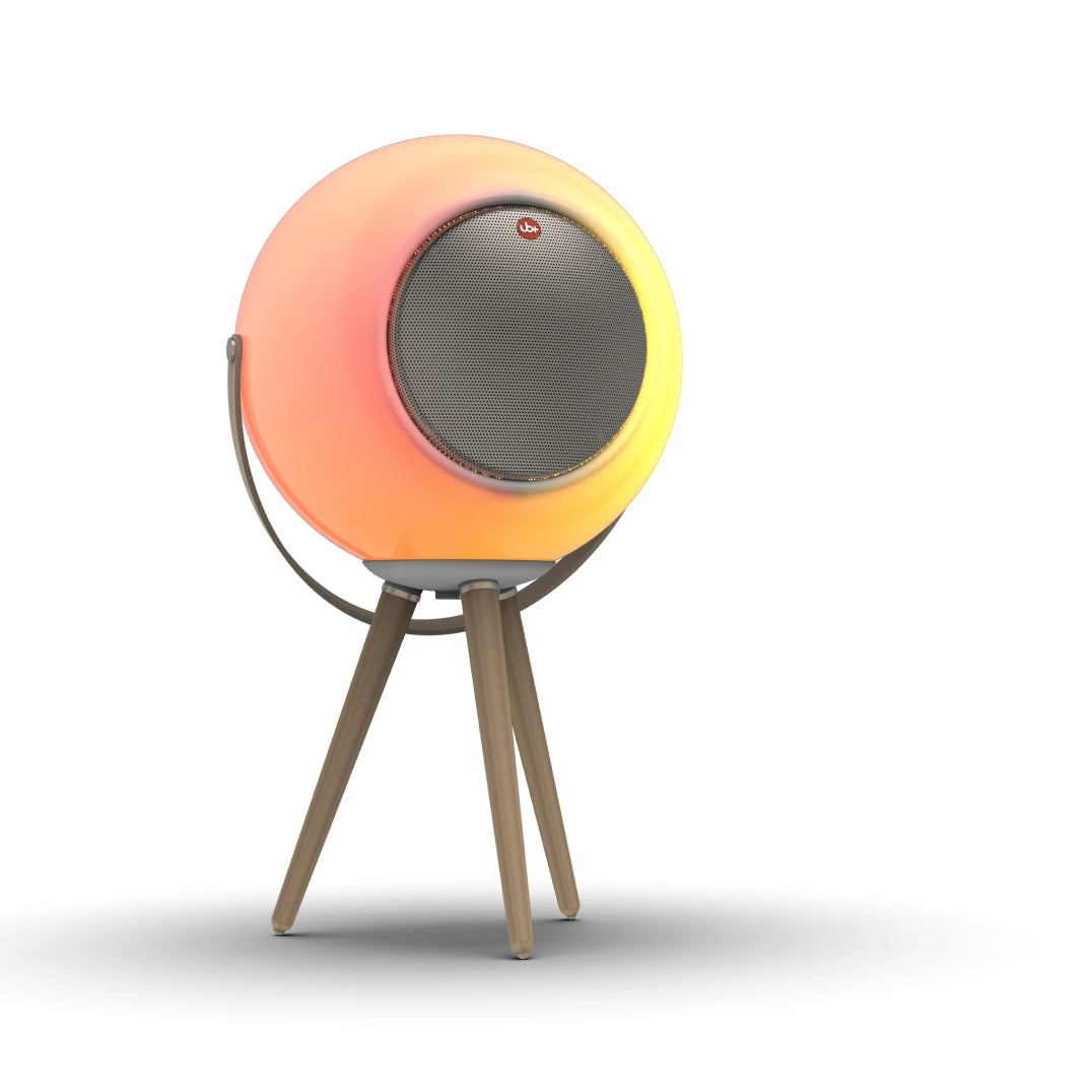 ub plus s2 alphorn round portable bluetooth speaker on a tripod stand
